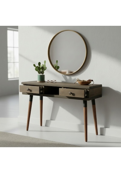 Mobenta Modest Entry Masif Ahşap Dresuar, 2 Çekmece & 1 Bölme - 120 Cm, Cv Ceviz