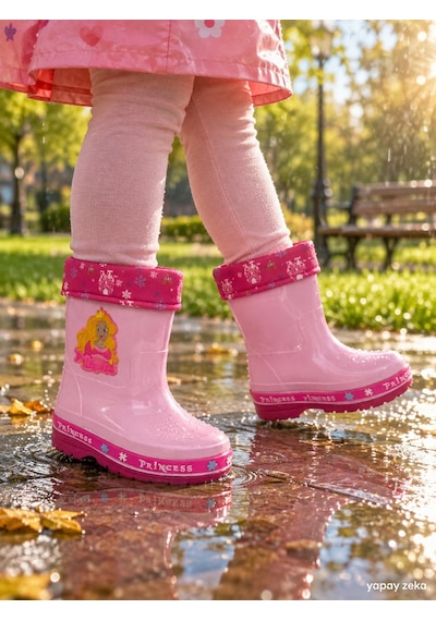 Mini Bonito Kız Çocuk Prenses Desenli İçi Astarlı Kaymaz Tabanlı Kışlık Yağmur Çizmesi Pembe Mini Bonito Kız Çocuk Prenses Desenli İçi Astarlı Kaymaz Tabanlı Kışlık Yağmur Çizmesi Pembe