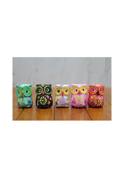 3 Adet Ahşap Baykuş Seti 5'li Dekoratif Figürler, 6 Cm Mini Ahşap Owl, Süsleme Ve Hobi