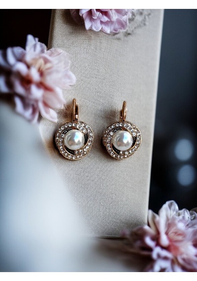 Black Diamond İ Taşlı Inci Sallantılı Küpe Beyaz