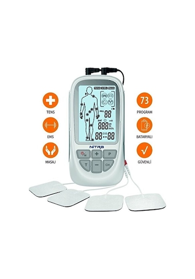 NitraPlus Bataryalı Ve Şarjlı 2 Kanallı Tens , Ems , Masaj Cihazı 73 Programlı Tens Cihazı