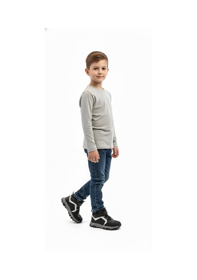 Siyah Erkek Çocuk Hakiki Deri Bot 237.f-485 Siyah