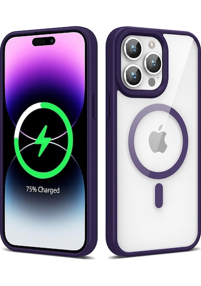 Zore Apple Uyumlu iPhone 14 Pro Max  Magsafe Wireless Şarj Özellikli Silikon Ege Kılıf-d Derin Mor