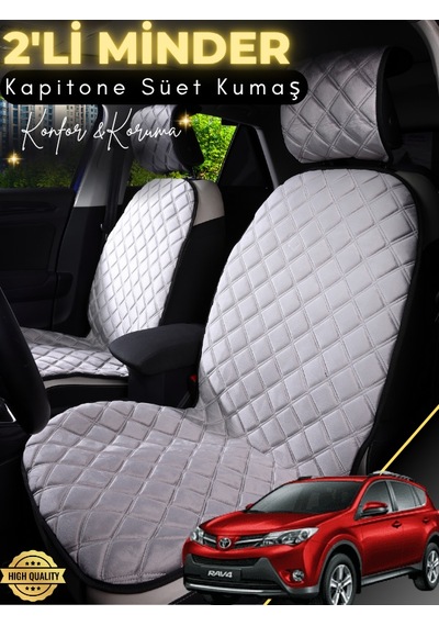 Toyota Rav 4 Uyumlu 2'li Süet Oto Koltuk Minderi Terletmez Universal Oto Aksesuar A7 Gri