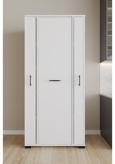 Aeka Ae-3083 Hazal Çok Amaçlı Mutfak Dolabı 3 Kapaklı 15 Raflı Kiler Dolabı Modern Tasarım 170x138x77,5 Beyaz