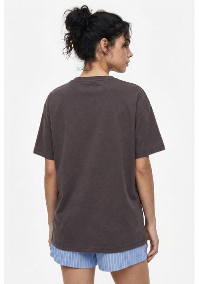 Shade Kadın Good Day Baskılı Nakış Detaylı Relaxed Fit T-shirt 7642 60286117 - Kahverengi