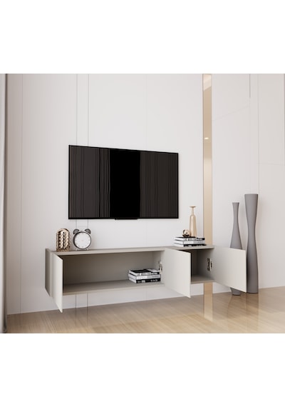 Capella Kumtaşı Rengi Mdf 3 Kapak Duvara Monte 140 Cm Tv Ünitesi