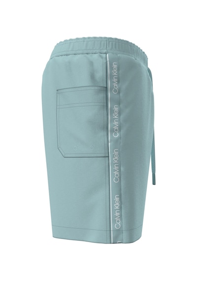 Calvin Klein Erkek Antarctic Blue Yan Şerit Detaylı Orta Boy İpli Yüzme Şortu-16243 Mavi