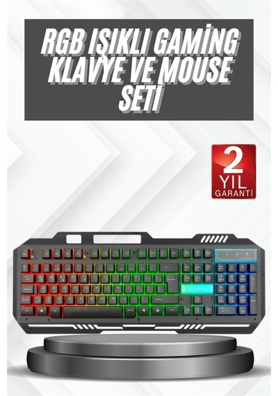 Northcity Pg8018 Işıklı Mekanik Gaming Klavye Mouse Seti Siyah - Led Oyuncu Klavyesi