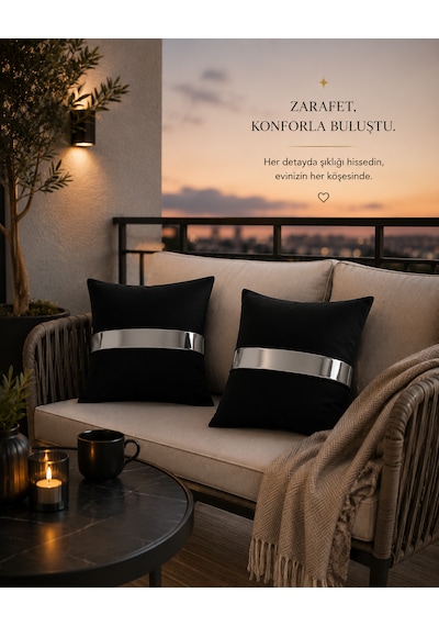 Kırlent 1 Dekoratif 4lü Set Takımı Modern Lüks Salon Koltuk Kanepe Yastık Gümüş Siyah Gizli Fermuarlı Trend Özel Çok Renkli