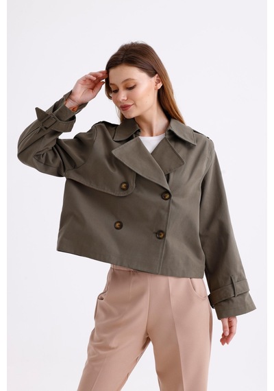 Pastelastore %100 Pamuk Gabardin Astarlı Oversize Geniş Kalıp Kadın Crop Kısa Trençkot 1122 Haki Pastelastore %100 Pamuk Gabardin Astarlı Oversize Geniş Kalıp Kadın Crop Kısa Trençkot 1122 Haki