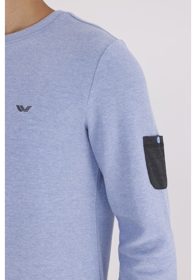 Rowinger Selanik Dokulu Yumuşak Tutuşlu Rahat Kalıp Sade Tasarım Uzun Kollu Sweatshirt Baby Blue