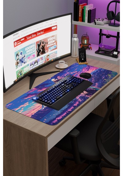 Kimetsu No Yaiba Anime V2 - 90x40 Xxl Gaming Kauçuk Kaymaz Taban Mouse Pad Fare Altlığı