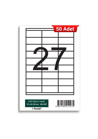Herboy Hb-1027 70 X32,125 Mm A4 Laser Etiket 50 Adet