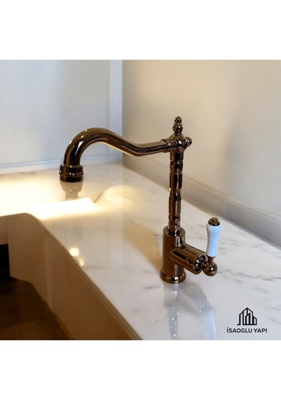 İsaoğlu Yapı Bakır Zen Design Mutfak Bataryası Rustik Tasarım Evye Armatür Bronz Bakır