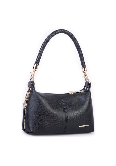 Nas Bag Kadın Mini Omuz Ve Çapraz Çanta Örgülü Askılı En: 23 Cm , Boy: 14 Cm Siyah Victoria