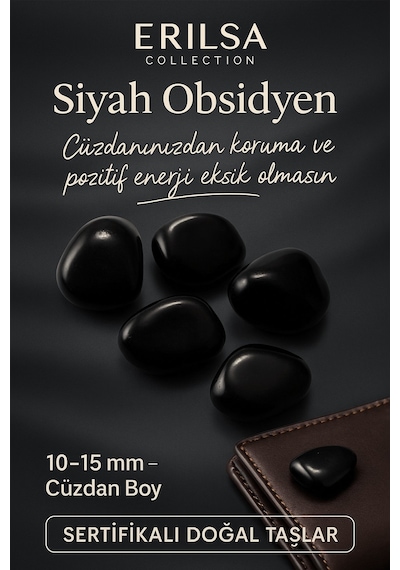 Asertifikalı Doğal Siyah Obsidyen Taşı Kütle 10-15 Mm Güçlü Kor
