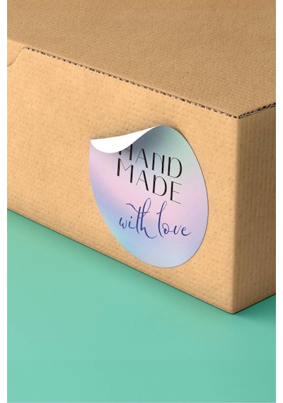 Pastel Handmade With Love Mavi Sticker 3x3cm St2246 Çok Renkli