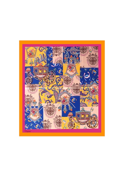 Inno 60x60 Cm Premium Saten Desenli Dikişli Fular Ekru
