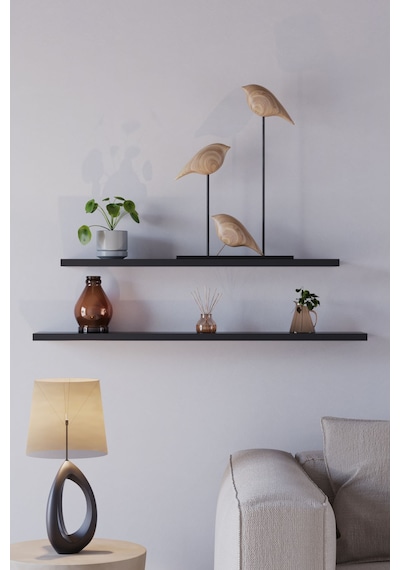 Yankı-BYEG 70 cm 80 cm 2li Mdf Mat Siyah Duvar Rafı Gizli Bağlantı Kitaplık