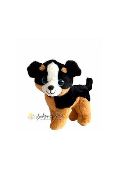 Sevimli Ayakta Duran Havlayan Peluş Köpek 20 Cm Sesli Siyah Köpek Siyah