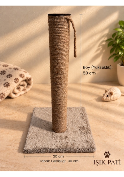 Işık Pati Kedi Tırmalama Tahtası Bej 50 Cm Kare, Yerli Ip