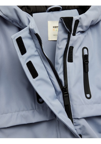 Koton Kapşonlu Uzun Kollu Fermuar Detaylı Oversize Mont Mavi 6wkg00030aw Mavi