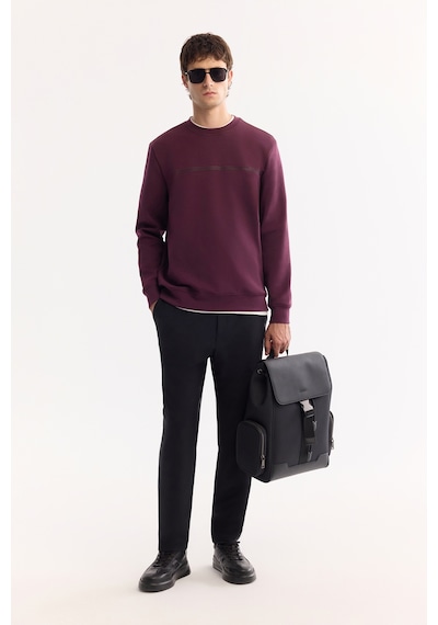 Avva Erkek Bordo Bisiklet Yaka Pamuklu Bi-stretch Baskılı Regular Fit Sweatshirt A52y1325