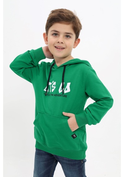 Toontoy Kids Toontoy Erkek Çocuk Relax Fit Kapüşonlu Cepli Baskılı Sweatshirt - 2 İplik Çimen Yeşili Toontoy Kids Toontoy Erkek Çocuk Relax Fit Kapüşonlu Cepli Baskılı Sweatshirt - 2 İplik Çimen Yeşili