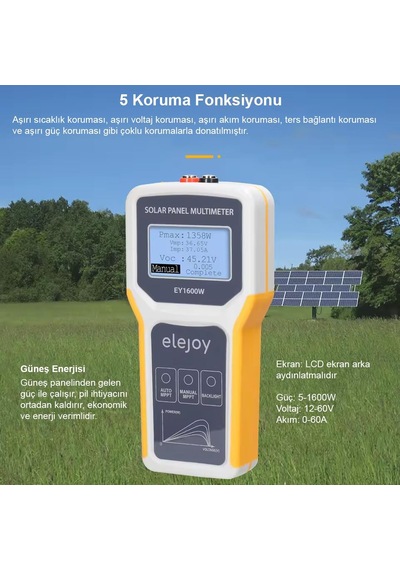 Powermaster Pm-26939 1600 Watt Fotovoltaik Mppt Solar Panel Voltaj Multimetre 12-60v