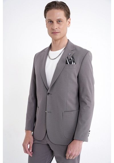 Comfort Fit Çift Yırtmaç Torba Cep Metal Düğmeli Vizon Blazer Ceket C 734