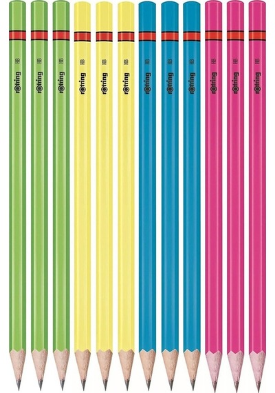 Rotring Neon Kurşun Kalem 12 Li 1 Paket Renkli Kurşun Kalem Mavi Yeşil Sarı Pembe Hb Kurşun Kalem Çok Renkli