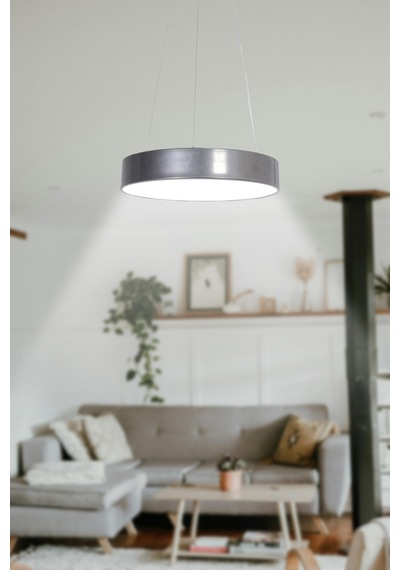 Dakota Modern Panel Ledli Salon Oturma Odası Yatak Odası Mutfak Gri Renk Led Avize Beyaz Işık Gri Gri