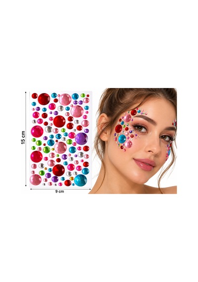 Renkli Daireler Yapışkanlı Yüz Taşı Face Gems Taşlı Yüz Ve Vücut Süsü