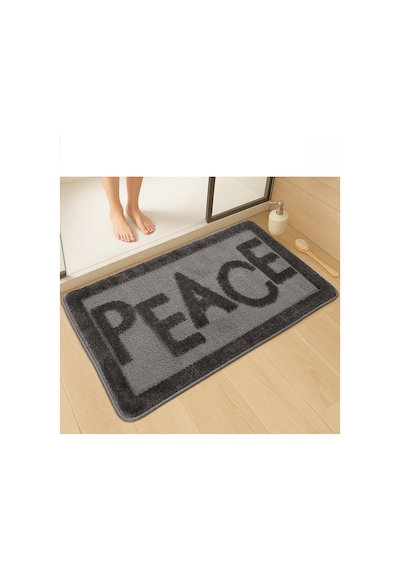 Doğal Kaymaz Taban Banyo Paspas Uzun Ömürlü Yumuşak Dokulu Su Emici Yıkanabilir Peace 60x100 Antrasit