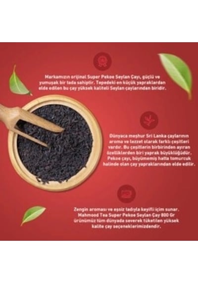 Mahmood Tea Super Pekoe İthal Seylan Dökme Çayı 800 Gr