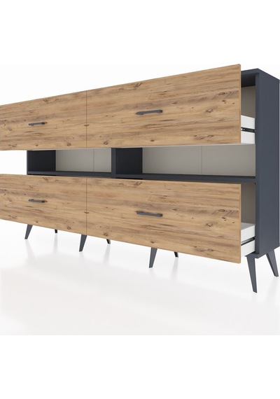 Arges Konsol 2 Raflı 4 Çekmeceli 176x30x99 Antrasit-antrasit/çam Antrasıt/atlas Çam - Antrasıt Arges Konsol 2 Raflı 4 Çekmeceli 176x30x99 Antrasit-antrasit/çam Antrasıt/atlas Çam - Antrasıt