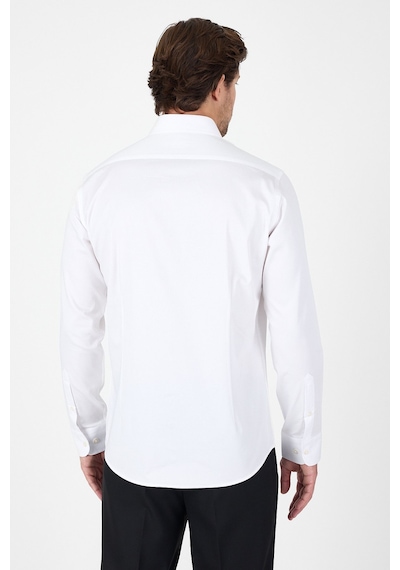 İmza Beyaz Uzun Kol Sert Yaka Cepsiz Slim Fit %100 Pamuk Gömlek 1004250266 Beyaz