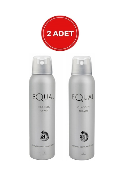Hunca Equal Classic 24 Hours Erkek Sprey Deodorant 150 ML x 2