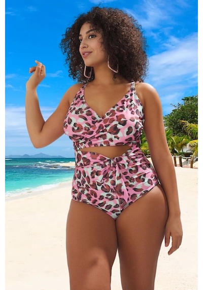 Ersefa Konforlu Plus Size Mayo Tasarım Büyük Beden Plaj Kıyafeti Tam Des Çok Renkli