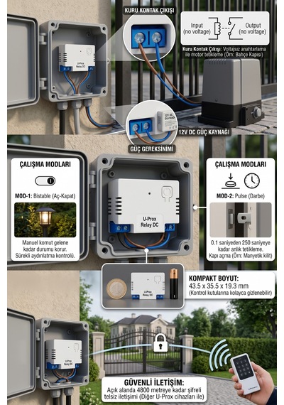 Relay Dc Kablosuz Akıllı Röle Kuru Kontak / Garaj Ve Kilit Modülü