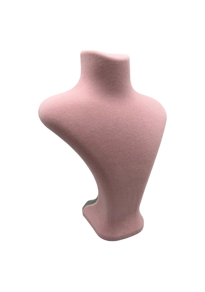 Yerli Üretim Londra Model Süet Kumaş Pembe Renk 28/ 22 Cm Kolye Sergileme Mankeni Çok Renkli