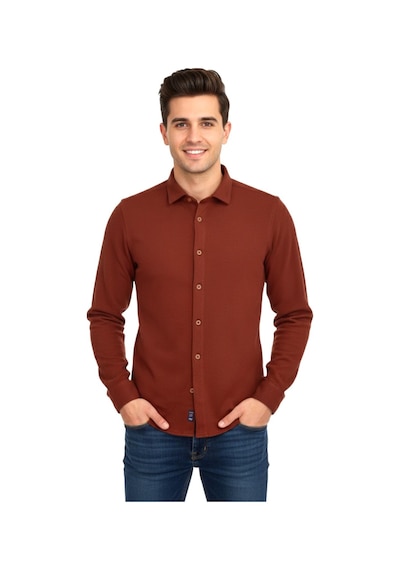 Advante Erkek Kışlık Silim Fit Kaşkorse Dokuma Gömlek Bgl-st04935 Kiremit