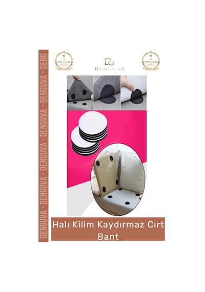 Cırtbant Halı Kaydırmaz Ped Yıkanabilir Tekrar Kullanılabilir Güçlü Sabitleyici 5 Cm 10 Adet Cırt B
