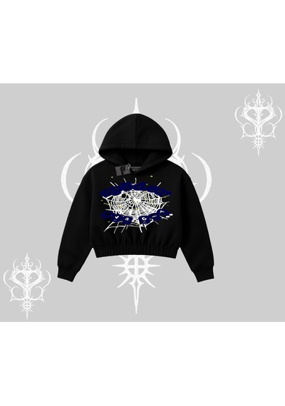 Startmore Beyaz Crop Kapşonlu Sweatshirt Sp55der Siyah