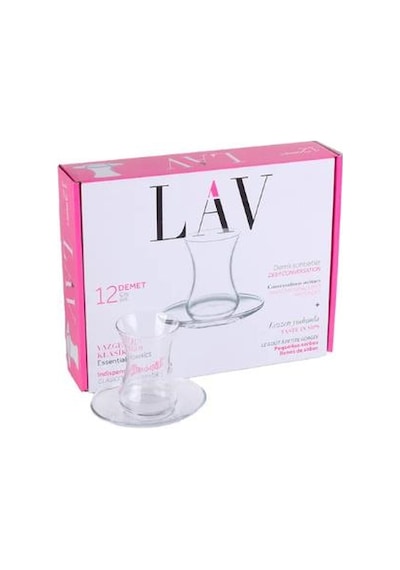 Lav Demet 24 Parça 12 Kişilik Çay Seti Şeffaf
