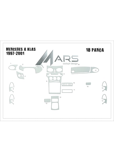 Mercedes A Serisi Torpido Kaplama 1997-2001 18 Parça Alüminyum