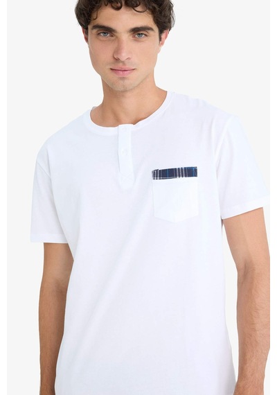 Defacto Regular Fit Pijama Takımı Kısa Kollu Üst Kareli Şort E7158ax25hswt34 Beyaz