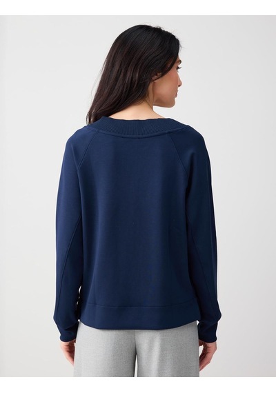 Jimmy Key Jimmy Key Lacivert Uzun Kollu V Yaka Örme Modal Sweatshirt 5ww235785494