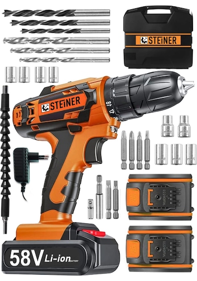 Steiner V-tech 58 V 5 Ah Darbeli Şarjlı Çiftakülü Vidalama Matkap Turuncu